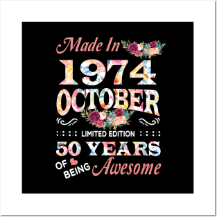 October Flower Made In 1974 50 Years Of Being Awesome Posters and Art